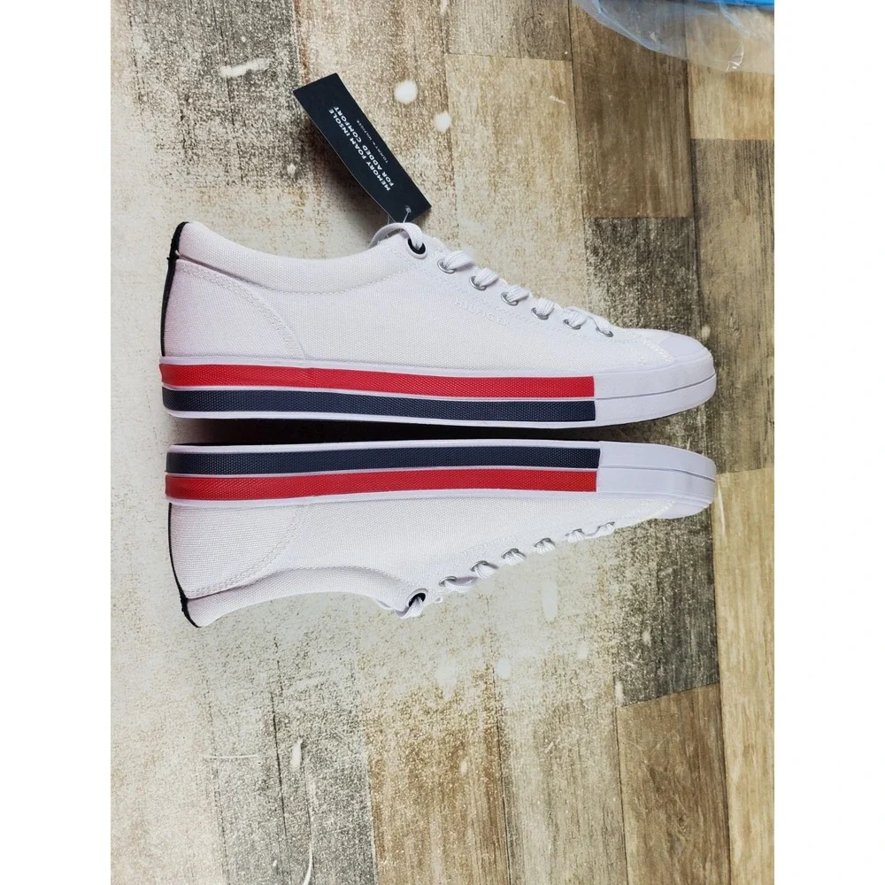 Tommy Hilfiger Reno Mens Shoes Sz 11 Casual White Canvas Lace Up Low Top Sneaker